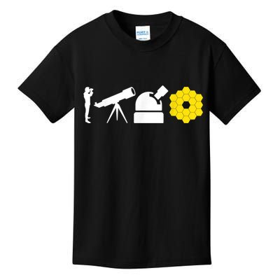 Evolution Of Astronomy Telescopes James Webb Space Telescope Kids T-Shirt