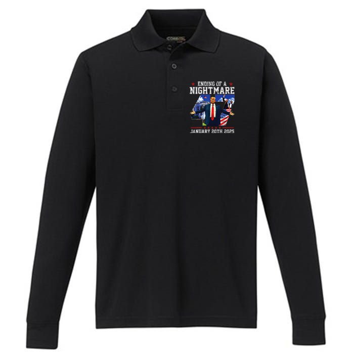 Ending Of A Nightmare January 20th 2025 47th President Trump Gift Performance Long Sleeve Polo