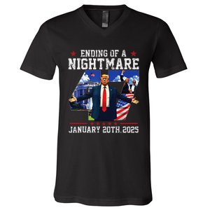 Ending Of A Nightmare January 20th 2025 47th President Trump Gift V-Neck T-Shirt