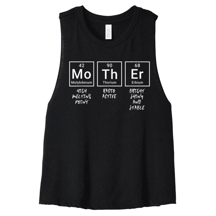 Elements Of A Mother | Mom Funny Mothersday Gift | Womens Women's Racerback Cropped Tank