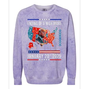 Ending Of A Nightmare January 20th 2025Donald Trump Usa Map Colorblast Crewneck Sweatshirt