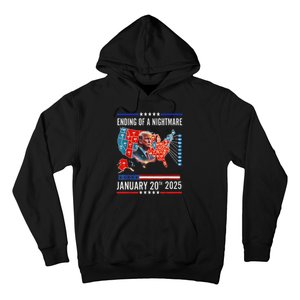 Ending Of A Nightmare January 20th 2025Donald Trump Usa Map Hoodie