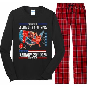 Ending Of A Nightmare January 20th 2025Donald Trump Usa Map Long Sleeve Pajama Set