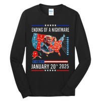 Ending Of A Nightmare January 20th 2025Donald Trump Usa Map Tall Long Sleeve T-Shirt