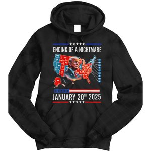 Ending Of A Nightmare January 20th 2025Donald Trump Usa Map Tie Dye Hoodie