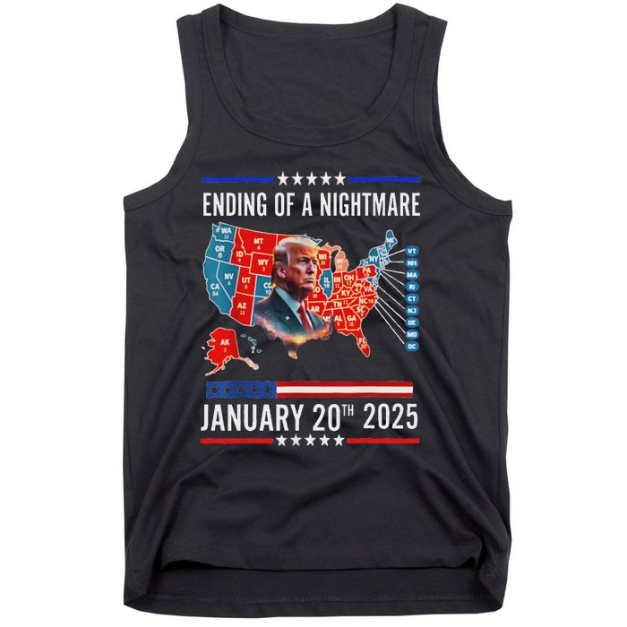 Ending Of A Nightmare January 20th 2025Donald Trump Usa Map Tank Top