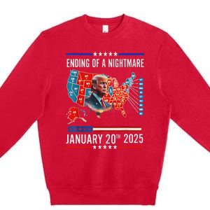 Ending Of A Nightmare January 20th 2025Donald Trump Usa Map Premium Crewneck Sweatshirt