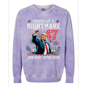 Ending Of A Nightmare January 20th 2025 Flag Usa Trump 45 47 Colorblast Crewneck Sweatshirt