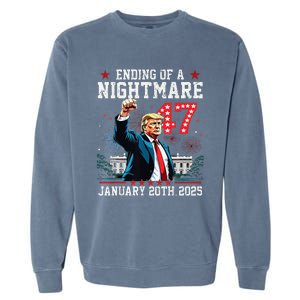 Ending Of A Nightmare January 20th 2025 Flag Usa Trump 45 47 Garment-Dyed Sweatshirt