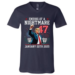 Ending Of A Nightmare January 20th 2025 Flag Usa Trump 45 47 V-Neck T-Shirt