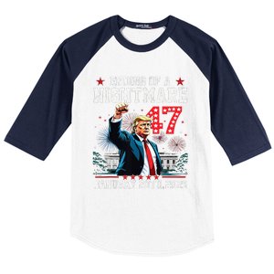 Ending Of A Nightmare January 20th 2025 Flag Usa Trump 45 47 Baseball Sleeve Shirt