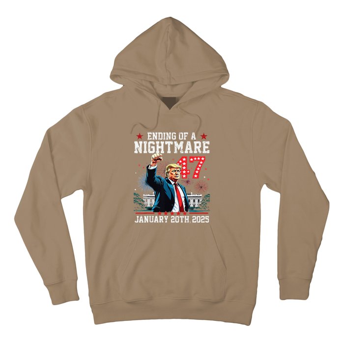 Ending Of A Nightmare January 20th 2025 Flag Usa Trump 45 47 Hoodie