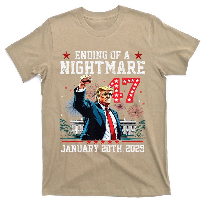 Ending Of A Nightmare January 20th 2025 Flag Usa Trump 45 47 T-Shirt