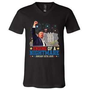 Ending Of A Nightmare January 20th Trump Inauguration Day V-Neck T-Shirt