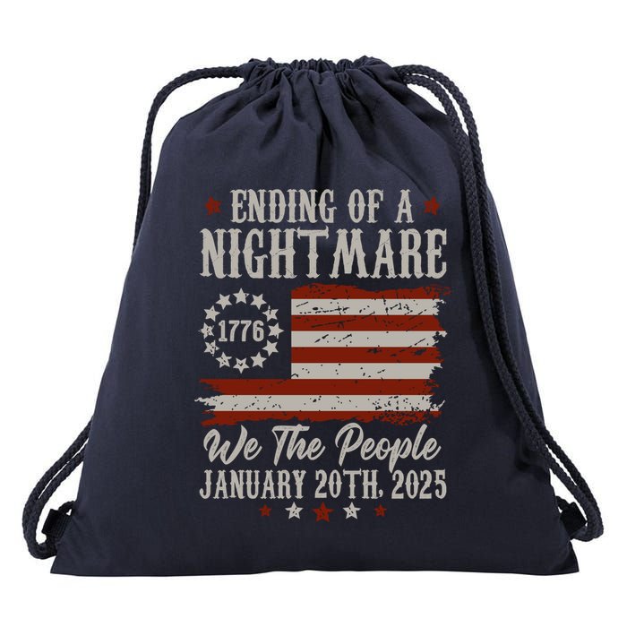 Ending Of A Nightmare Trump 2025 Inauguration We The People Drawstring Bag