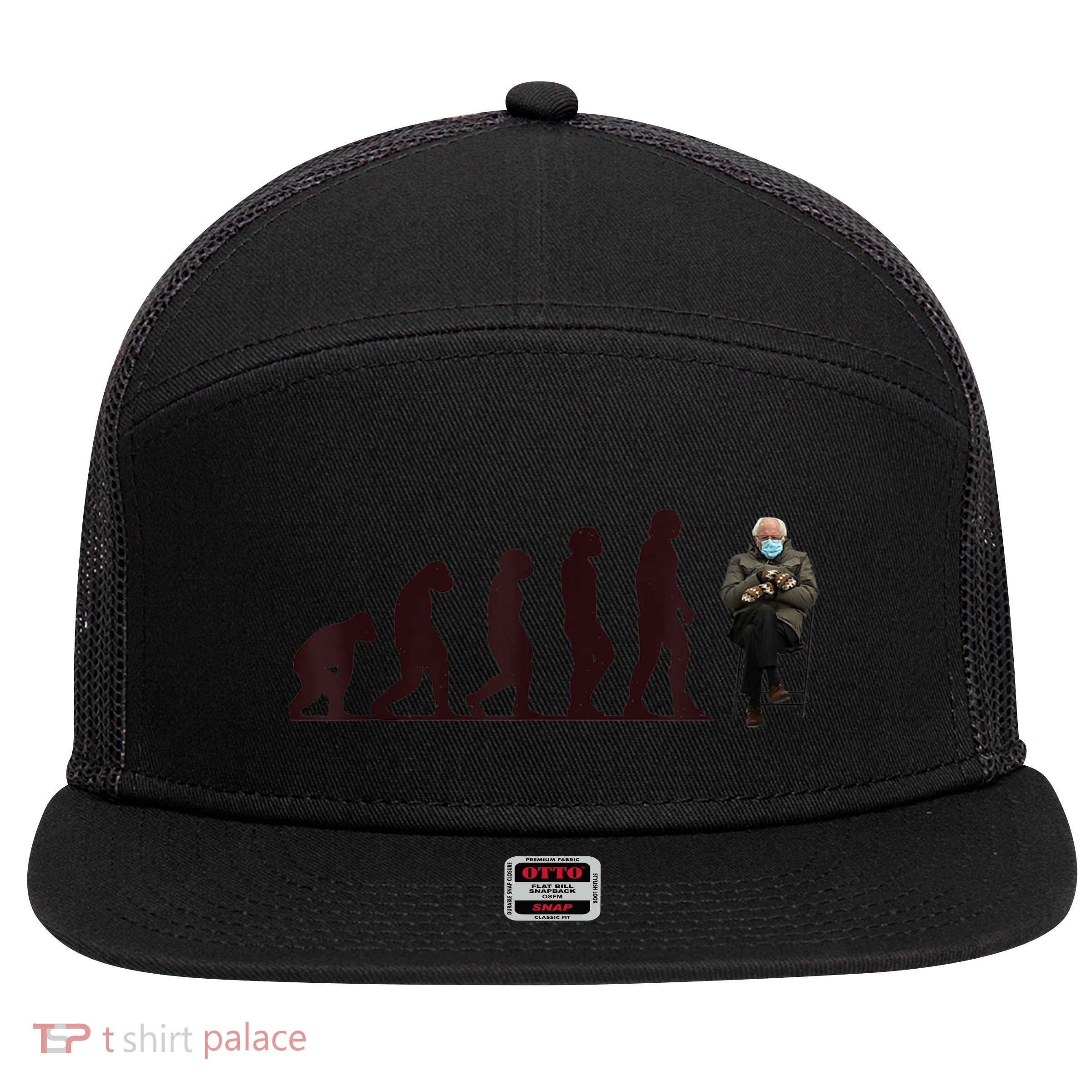 Evolution Of Bernie Sanders Mittens Meme 7 Panel Mesh Trucker Snapback Hat