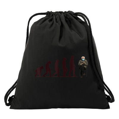 Evolution Of Bernie Sanders Mittens Meme Drawstring Bag
