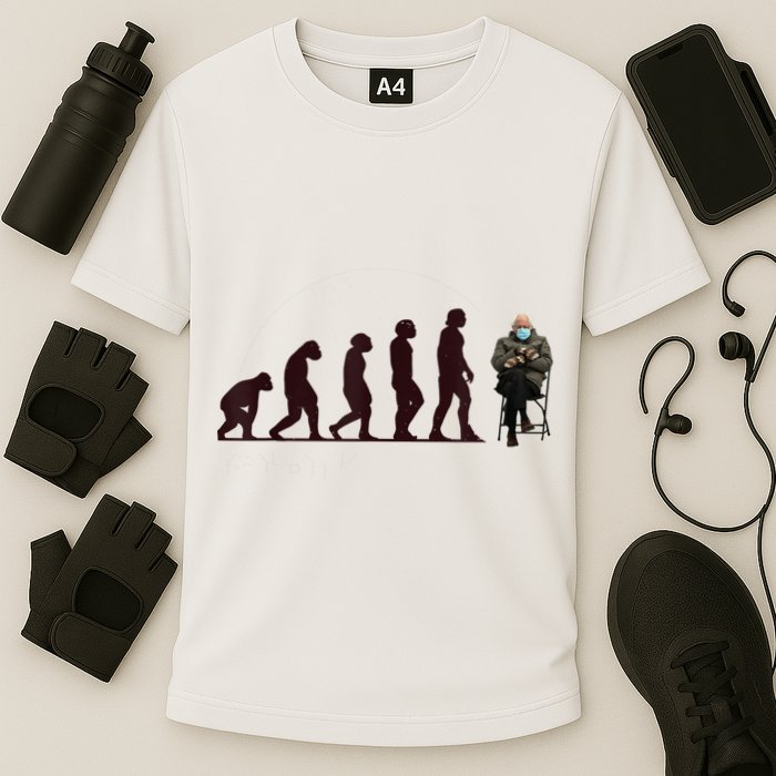 Evolution Of Bernie Sanders Mittens Meme Cooling Performance Crew T-Shirt