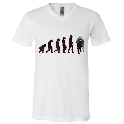 Evolution Of Bernie Sanders Mittens Meme V-Neck T-Shirt