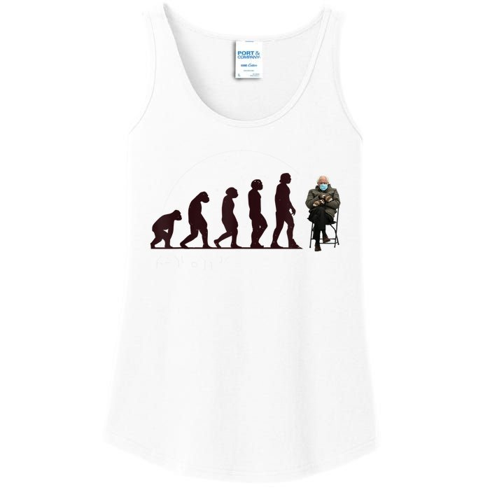 Evolution Of Bernie Sanders Mittens Meme Ladies Essential Tank