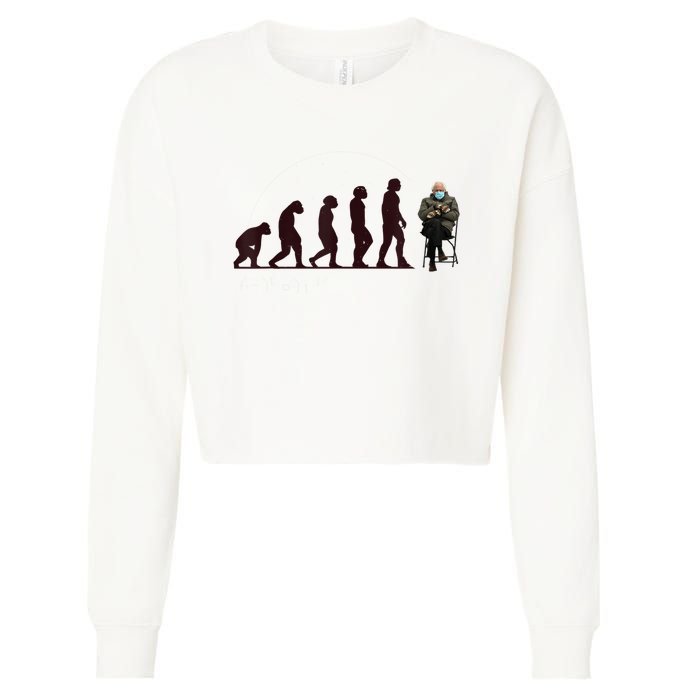 Evolution Of Bernie Sanders Mittens Meme Cropped Pullover Crew