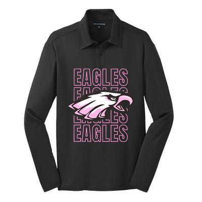 Eagle Out Breast Cancer Awareness Silk Touch Performance Long Sleeve Polo