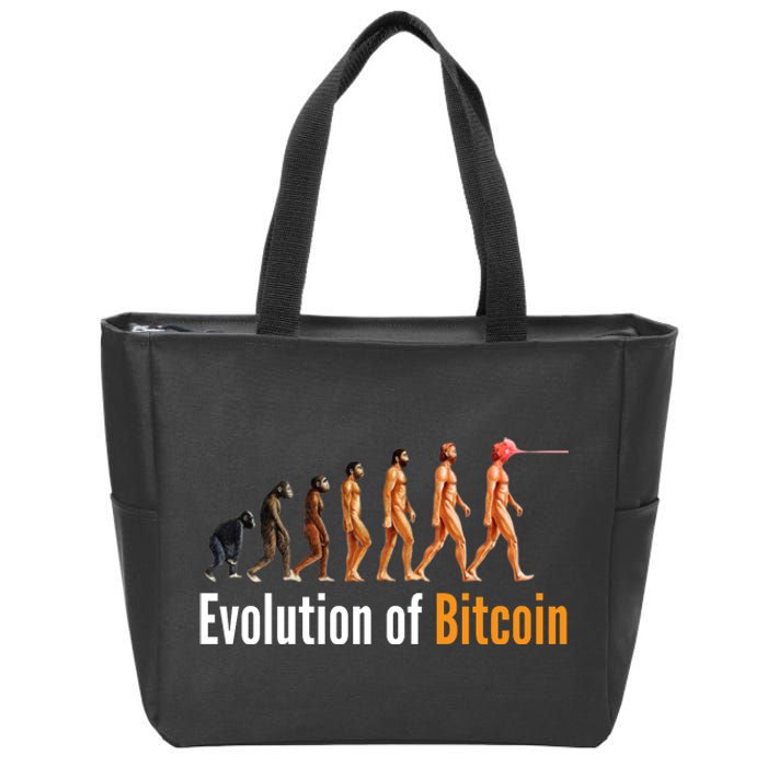 Evolution Of Bitcoin, Ape To Man, Crypto, Cryptocurrency, HODL Bitcoin Zip Tote Bag