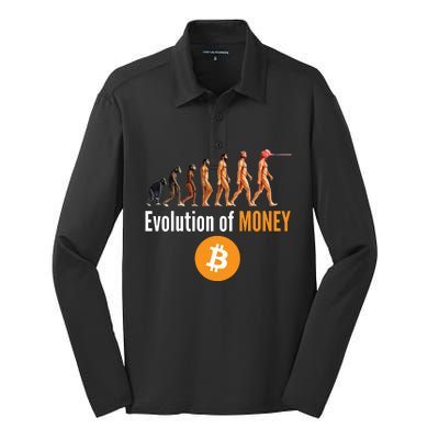 Evolution Of Bitcoin, BTC, Crypto, Cryptocurrency, Blockchain, HODL Bitcoin Silk Touch Performance Long Sleeve Polo