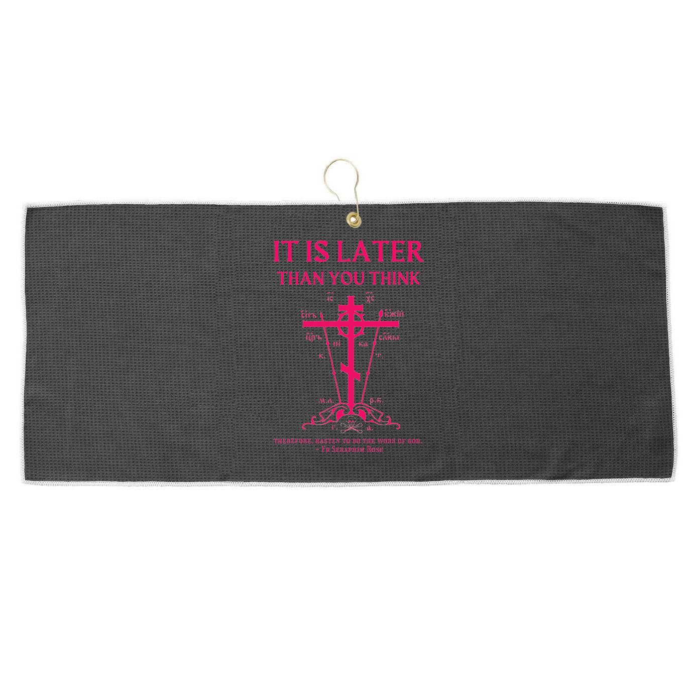 Eastern Orthodox Christian Seraphim Rose Calvary Cross Large Microfiber Waffle Golf Towel