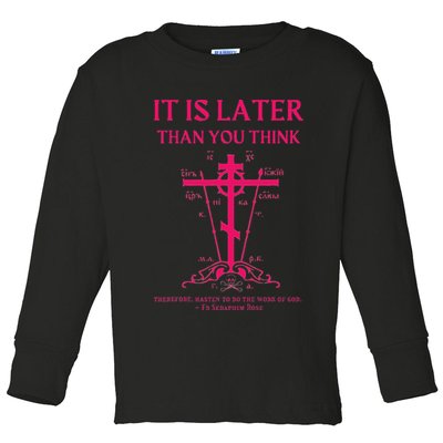 Eastern Orthodox Christian Seraphim Rose Calvary Cross Toddler Long Sleeve Shirt