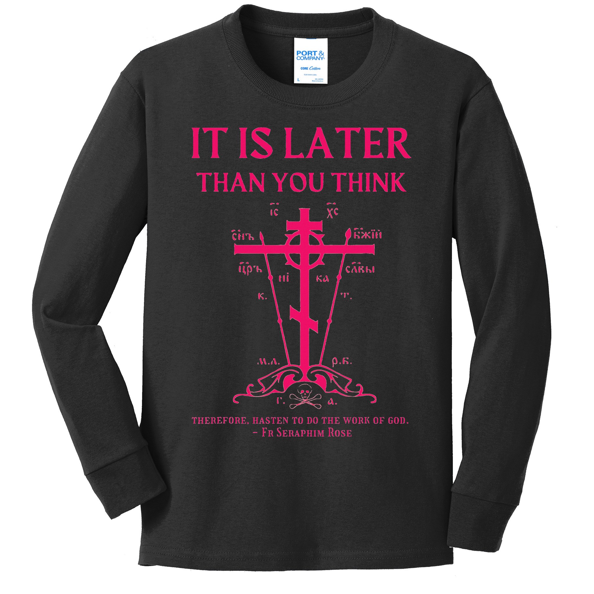 Eastern Orthodox Christian Seraphim Rose Calvary Cross Kids Long Sleeve Shirt