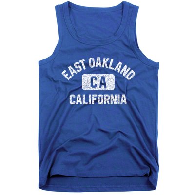 East Oakland Ca California Gym Style Distressed White Print Gift Tank Top
