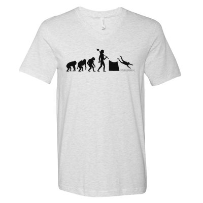 Evolution Of Cliff Diving Jumping Diver Art V-Neck T-Shirt