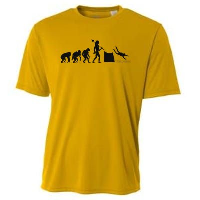 Evolution Of Cliff Diving Jumping Diver Art Cooling Performance Crew T-Shirt