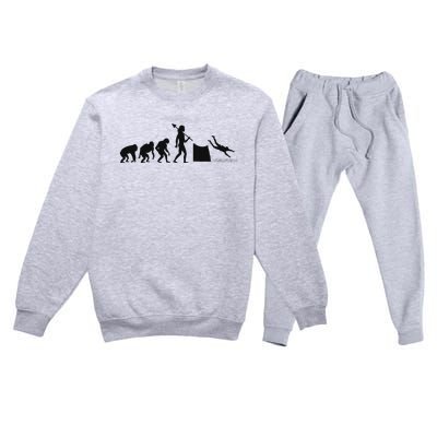 Evolution Of Cliff Diving Jumping Diver Art Premium Crewneck Sweatsuit Set