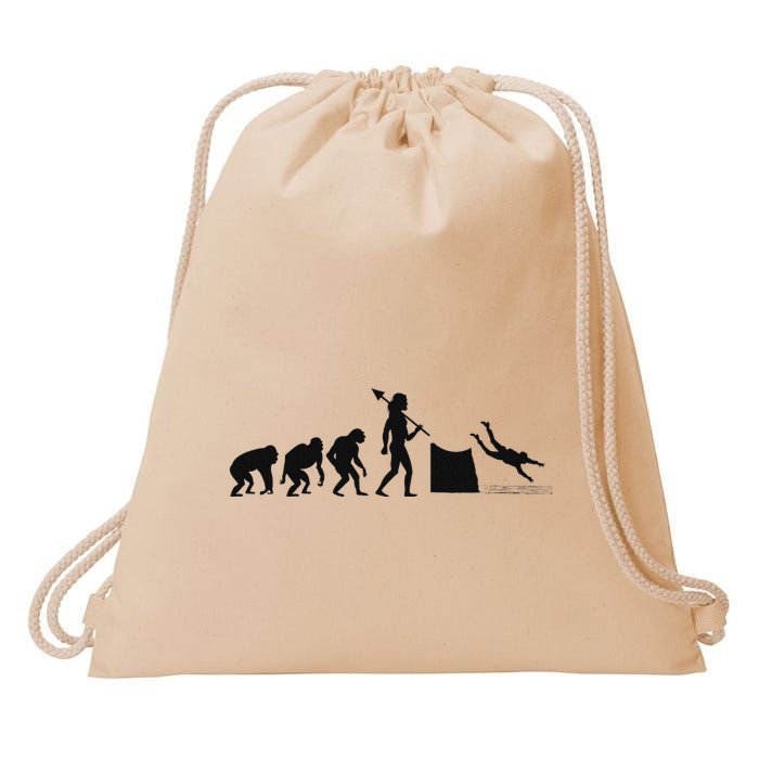 Evolution Of Cliff Diving Jumping Diver Art Drawstring Bag