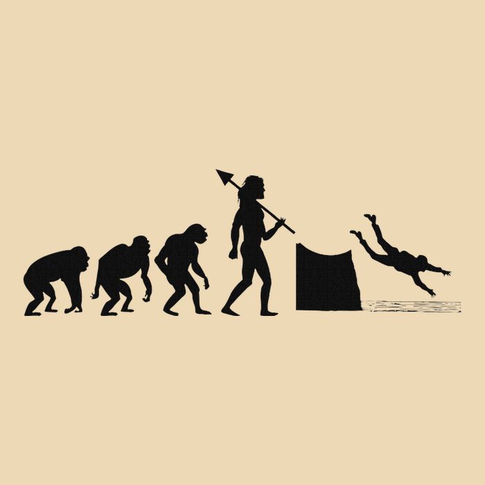 Evolution Of Cliff Diving Jumping Diver Art Drawstring Bag