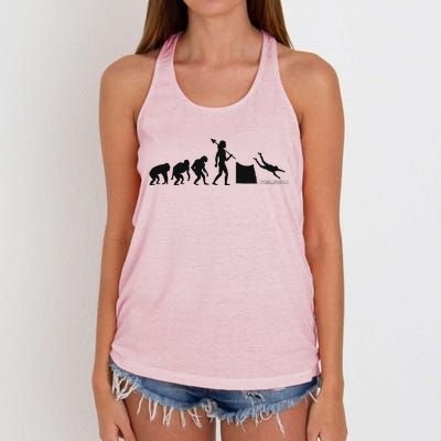 Evolution Of Cliff Diving Jumping Diver Art Women's Knotted Racerback Tank