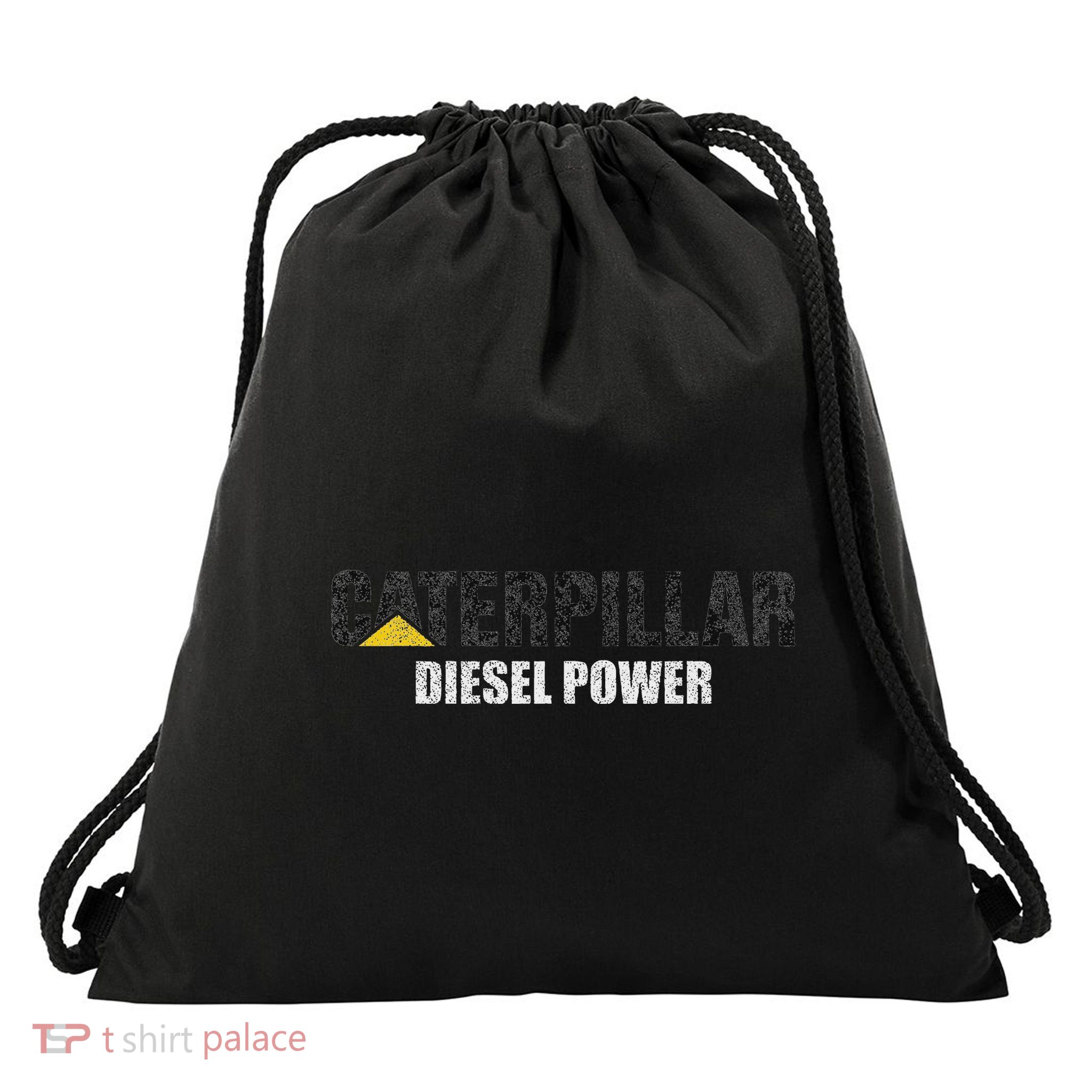 Excavator Operator Construction I Love Diesel Power Cat Drawstring Bag