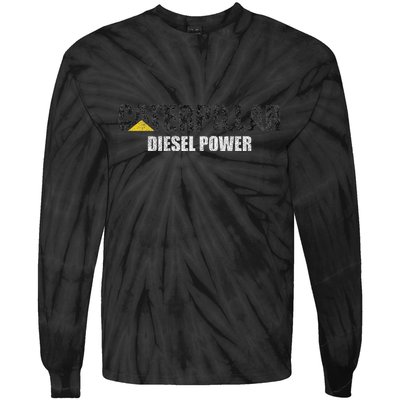 Excavator Operator Construction I Love Diesel Power Cat Tie-Dye Long Sleeve Shirt