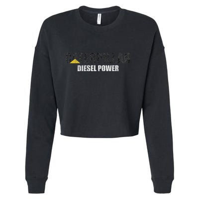 Excavator Operator Construction I Love Diesel Power Cat Cropped Pullover Crew