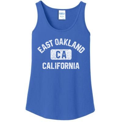 East Oakland Ca California Gym Style Distressed White Print Gift Ladies Essential Tank