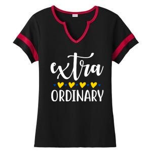 Extra Ordinary Down Syndrome Awareness Ladies Halftime Notch Neck Tee