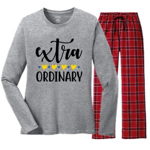 Extra Ordinary Down Syndrome Awareness Women's Long Sleeve Flannel Pajama Set 