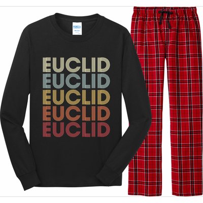 Euclid Ohio Euclid Oh Retro Vintage Text Gift Long Sleeve Pajama Set