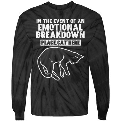 Event Of Emotional Breakdown Place Cat Here Cute Tie-Dye Long Sleeve Shirt