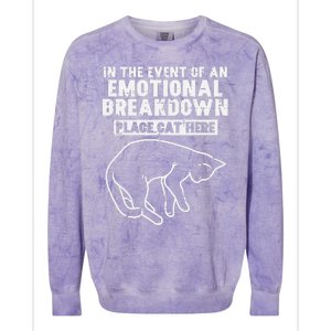 Event Of Emotional Breakdown Place Cat Here Colorblast Crewneck Sweatshirt