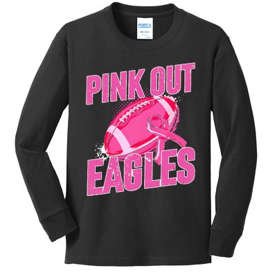 Eagles Out Football Tackle Breast Cancer Kids Long Sleeve Shirt