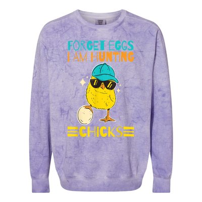 Easter Outfit Forget Eggs I'm Hunting Chicks Colorblast Crewneck Sweatshirt