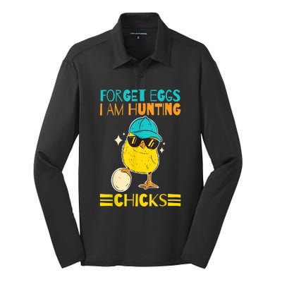 Easter Outfit Forget Eggs I'm Hunting Chicks Silk Touch Performance Long Sleeve Polo